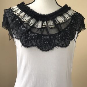 Gorgeous Top with Lace & Ostrich Feather Accents
